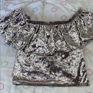 Off shoulder velvet top
